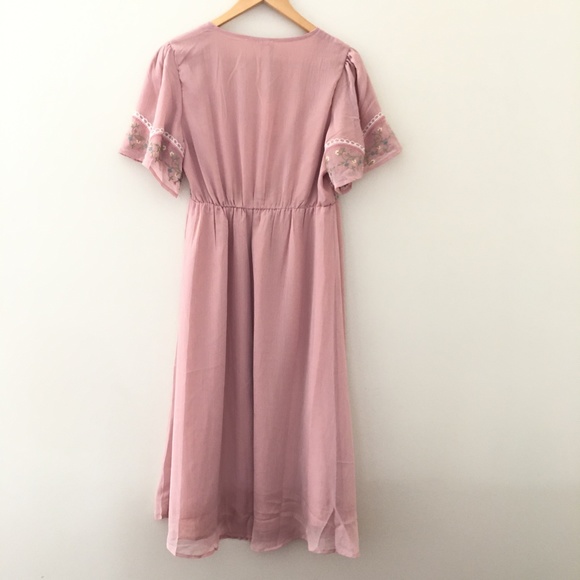 tea n rose Dresses Nwt Light Pink Fall Formal Floral Flowy Midi